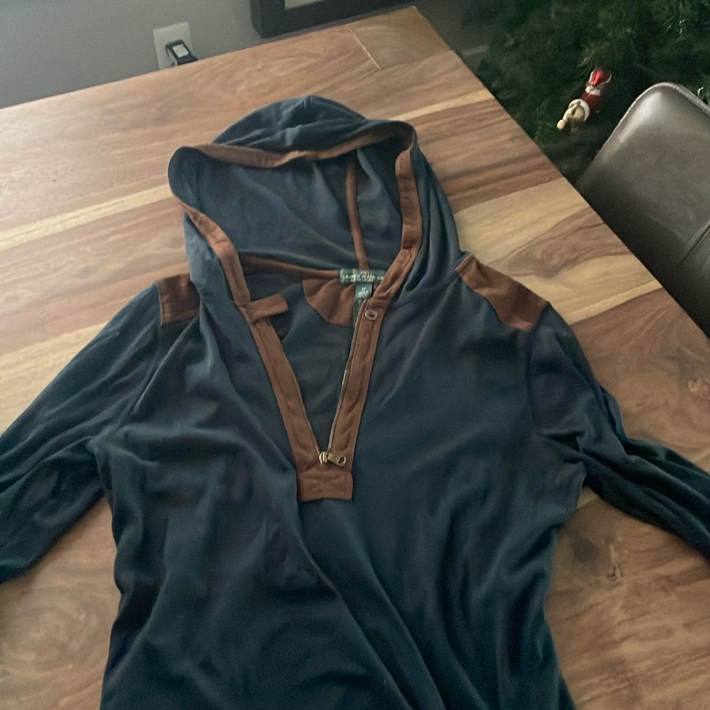 Navy and brown long sleeve shirt.  Size medium. Ralph Lauren.